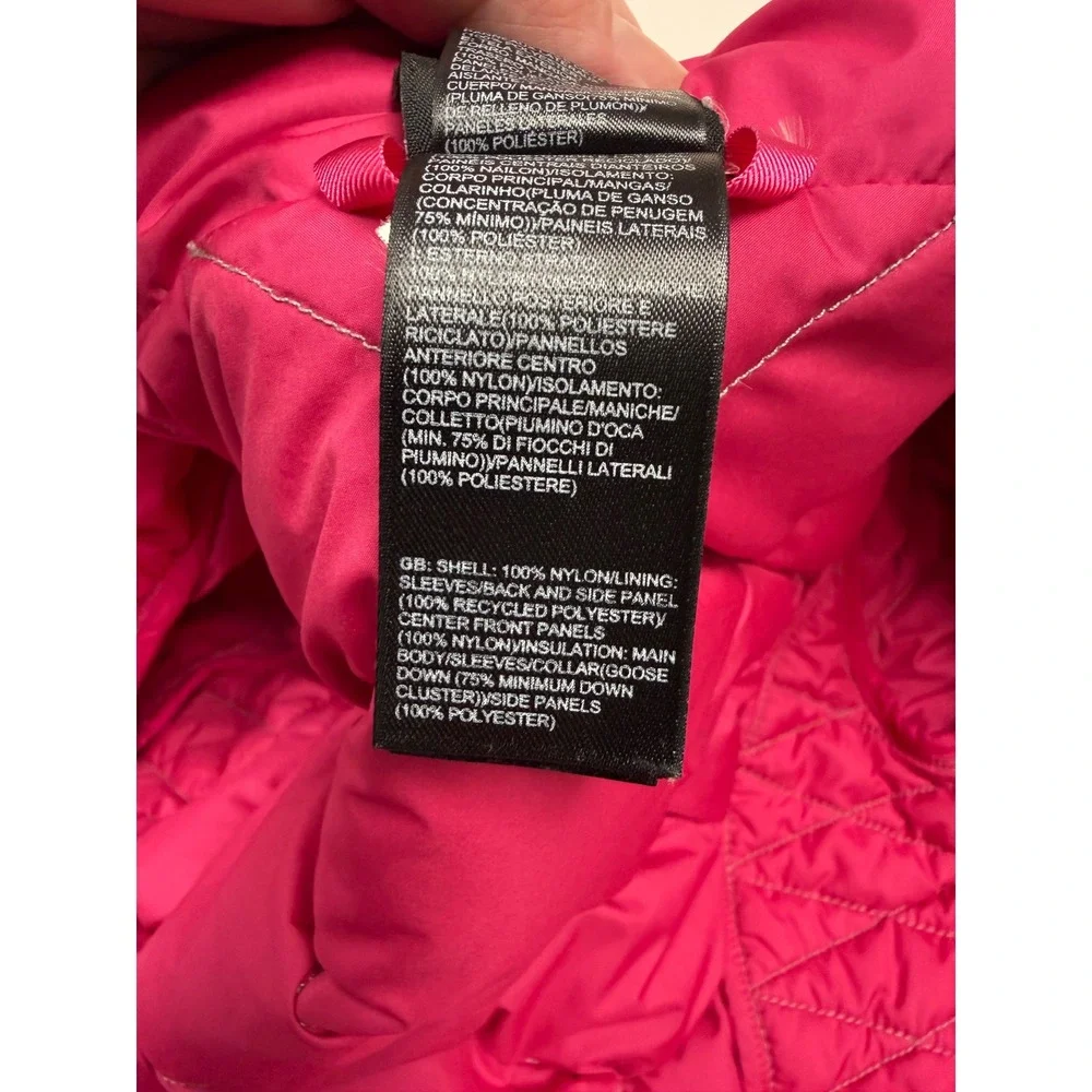The North Face 550 Fill Down Puffer Jacket‎ Girls L 14-16 Silver Pink Zip Up
